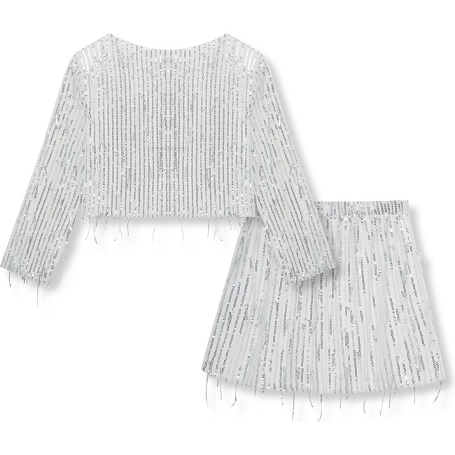 Sequin Fringe Skirt Set, Silver - Mixed Apparel Set - 2