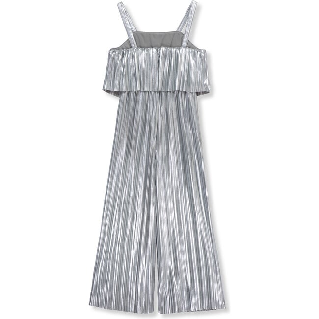 Metallic Pleated Jumpsuit, Silver - Jumpsuits - 2