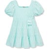 Dotted Velour Dress, Aqua - Dresses - 1 - thumbnail