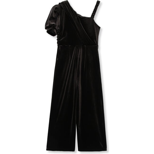 Velour Wrap Jumpsuit, Black - Jumpsuits - 2