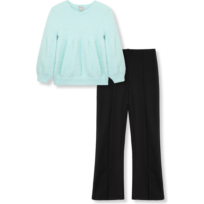 Fuzzy Sweater Set, Aqua