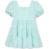 Dotted Velour Dress, Aqua - Dresses - 2