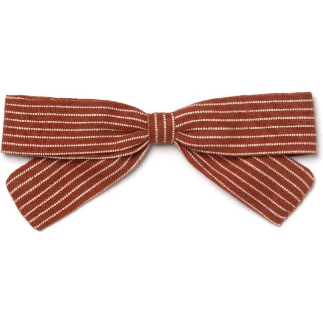 Small Spring-Style Alligator Clip Bow, Amber Stripes