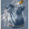 Niam Striped Contrast Trim Short Sleeve Onesie, Blue & Almond Stripe - Onesies - 2