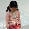 Lacy Knit Scalloped V-Neck Long Cuffed Sleeve Tie Waist Cardigan, Pink - Sweaters - 2
