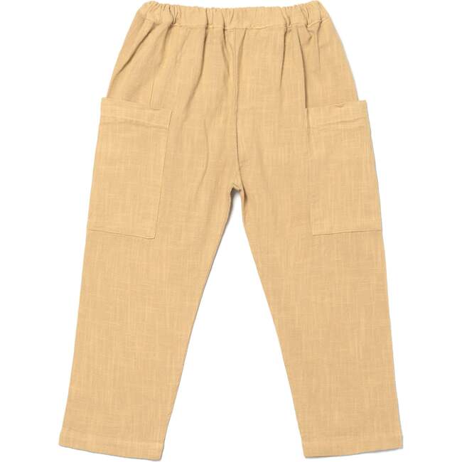 Desert Elastic Waist Straight Leg Side Pocket Pants, Mustard