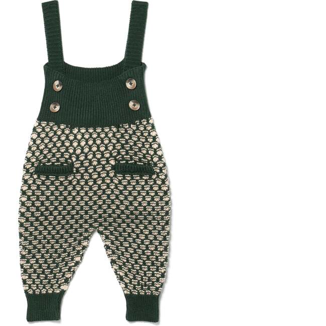 Acorn Ribbed Bib Buttoned Strap Cuffed Ankle Jumper, Cypress & Cream