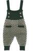 Acorn Ribbed Bib Buttoned Strap Cuffed Ankle Jumper, Cypress & Cream - Rompers - 1 - thumbnail