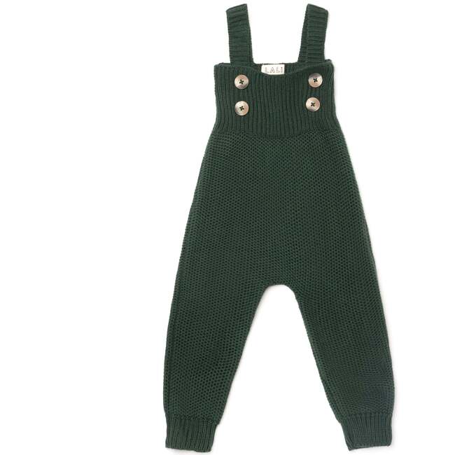 Acorn Ribbed Bib Buttoned Strap Cuffed Ankle Jumper, Evergreen