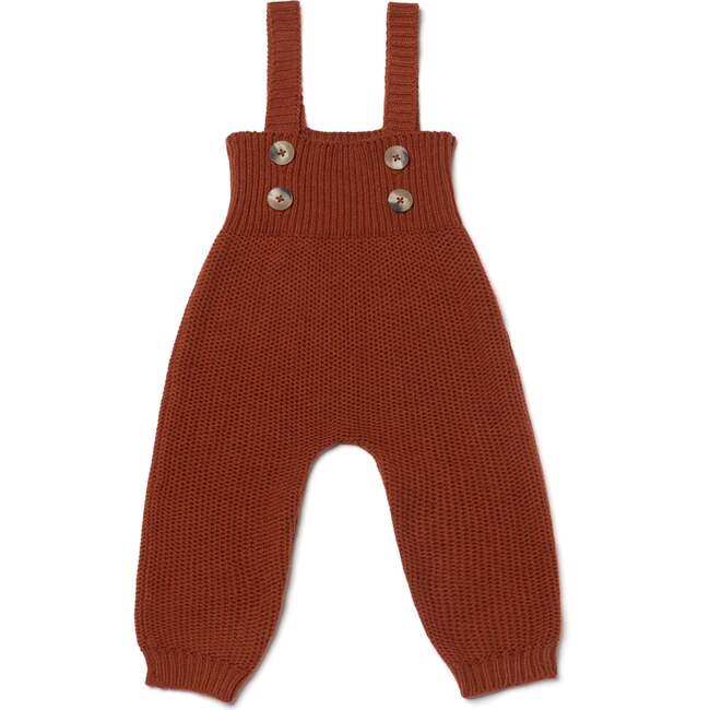 Acorn Ribbed Bib Buttoned Strap Cuffed Ankle Jumper, Chestnut