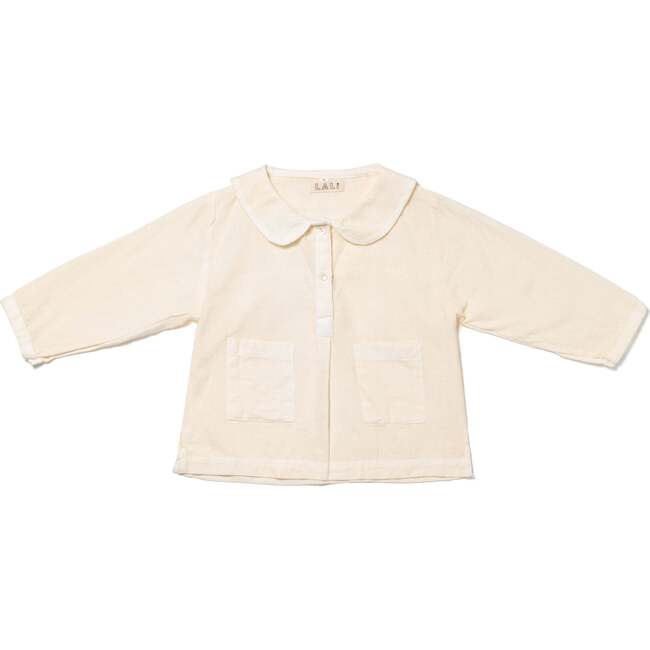 Acadia Sweet Collar Long Sleeve Half Buttoned Top, Macadamia