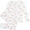 Squirrel Print Henley Kids Pajamas, White - Pajamas - 1 - thumbnail