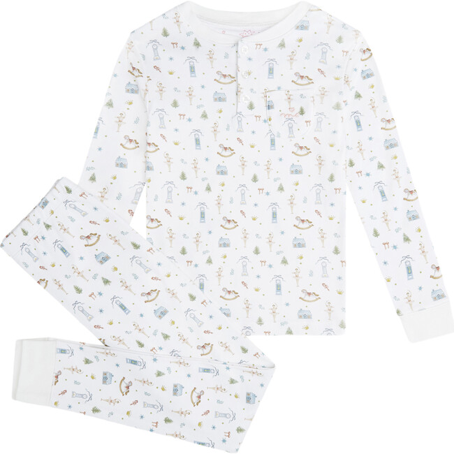 Sugar Plum Fairies Henley Kids Pajamas, White