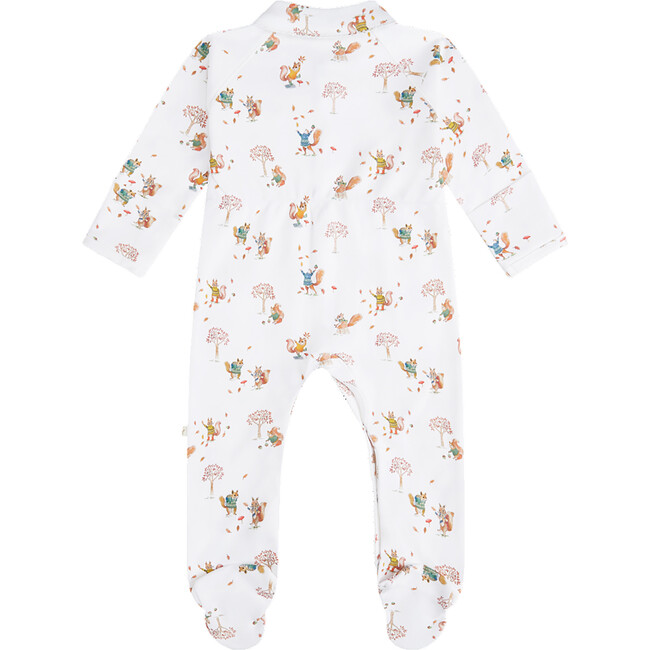 Squirrel Print Jersey Footie, White - Footie Pajamas - 2