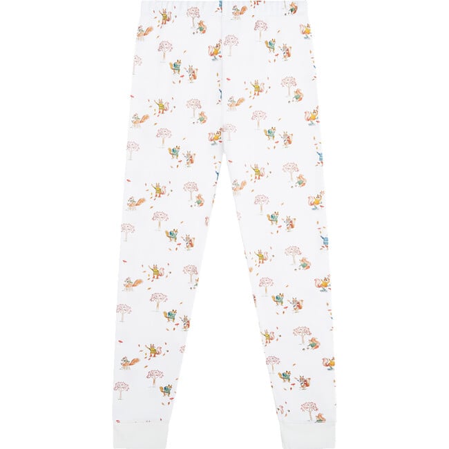 Squirrel Print Henley Kids Pajamas, White - Pajamas - 4