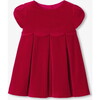 Velvet Baby Dress, Red - Dresses - 1 - thumbnail