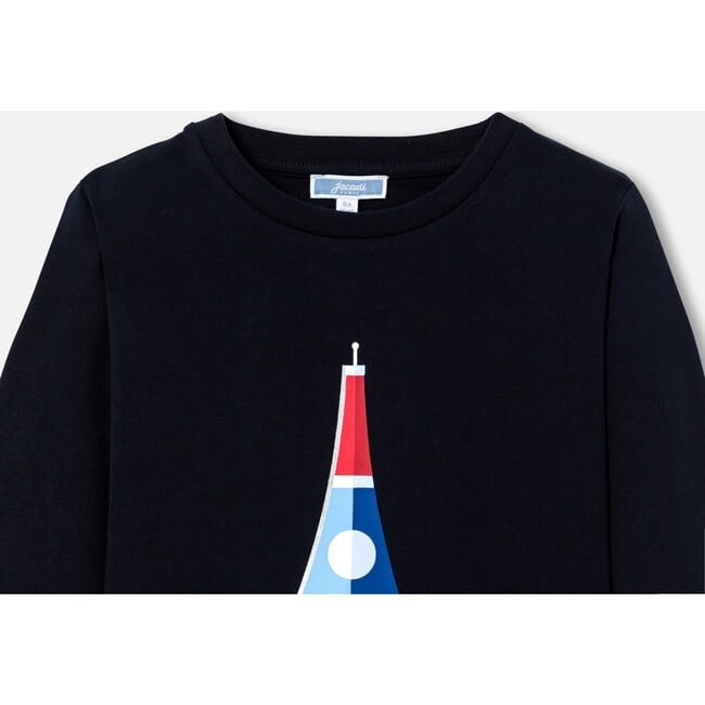 Boy Long Sleeve T-Shirt, Navy - T-Shirts - 2