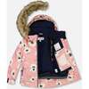 Flowers Print Detachable Hood 2-Piece Snowsuit, Pink & Off-White - Snowsuits - 2