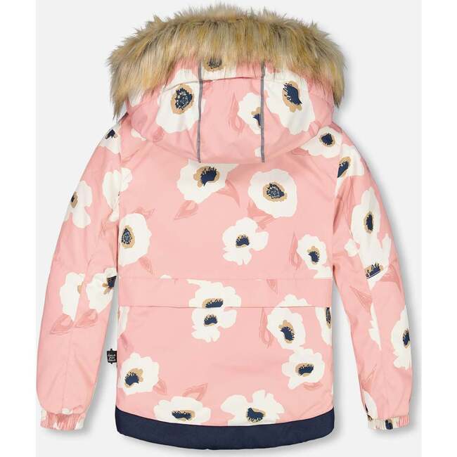 Flowers Print Detachable Hood 2-Piece Snowsuit, Pink & Off-White - Snowsuits - 5