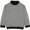 Unisex Soft Gingham Contrast Mock Neck & Cuff Top, Black - Sweaters - 1 - thumbnail