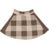 Corduroy Plaid Panel Solid Side A-Line Short Skirt, Taupe - Skirts - 1 - thumbnail