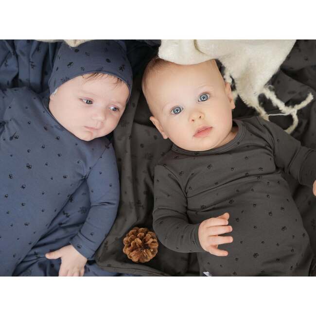 Acorn Print Long Sleeve Footie, Navy - Footie Pajamas - 3