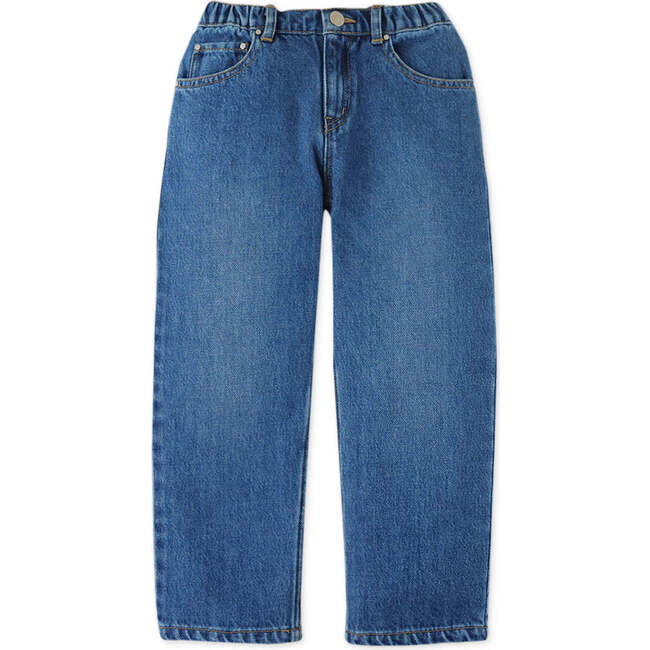 Boys Relaxed Straight Denim Pants, Blue - Pants - 1