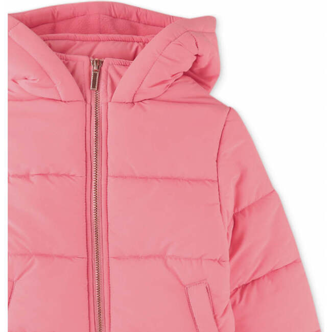 Girls Hooded Puffer Jacket, Pink - Jackets - 3