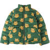 Boys Tiger Heads Print Puffer Jacket, Green - Jackets - 1 - thumbnail