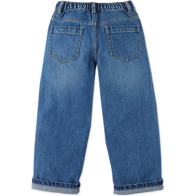 Boys Relaxed Straight Denim Pants, Blue - Pants - 2