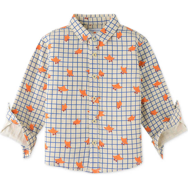 Boys Fox Grid Print Shirt, Multi - Button Downs - 1