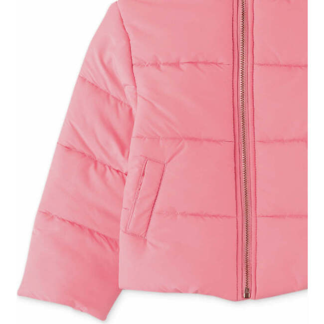 Girls Hooded Puffer Jacket, Pink - Jackets - 4