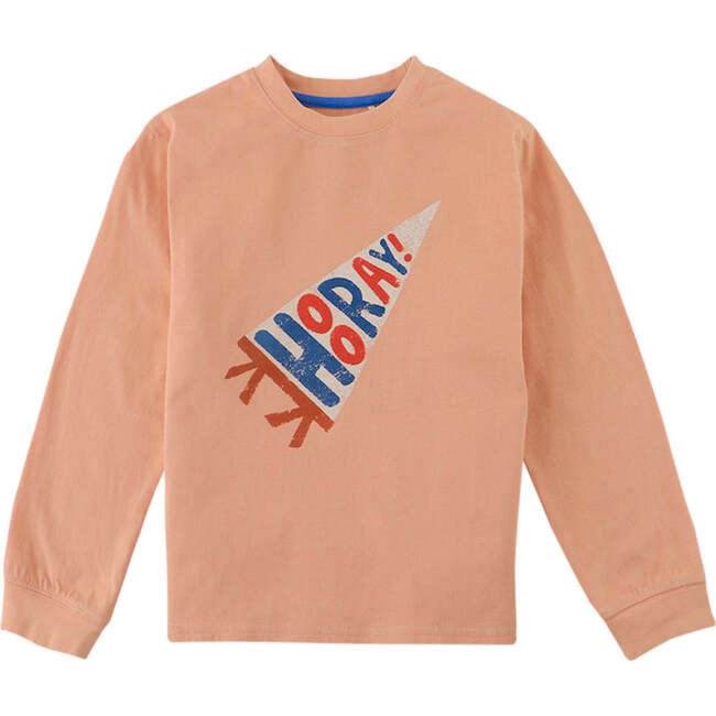 Boys Big Pennant Flock Print Tee, Orange - T-Shirts - 1