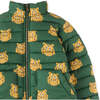 Boys Tiger Heads Print Puffer Jacket, Green - Jackets - 3