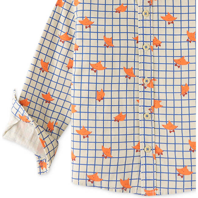 Boys Fox Grid Print Shirt, Multi - Button Downs - 4