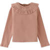 Baby Girls Rib Tee With Smockings On Ruffles, Pink - Blouses - 1 - thumbnail