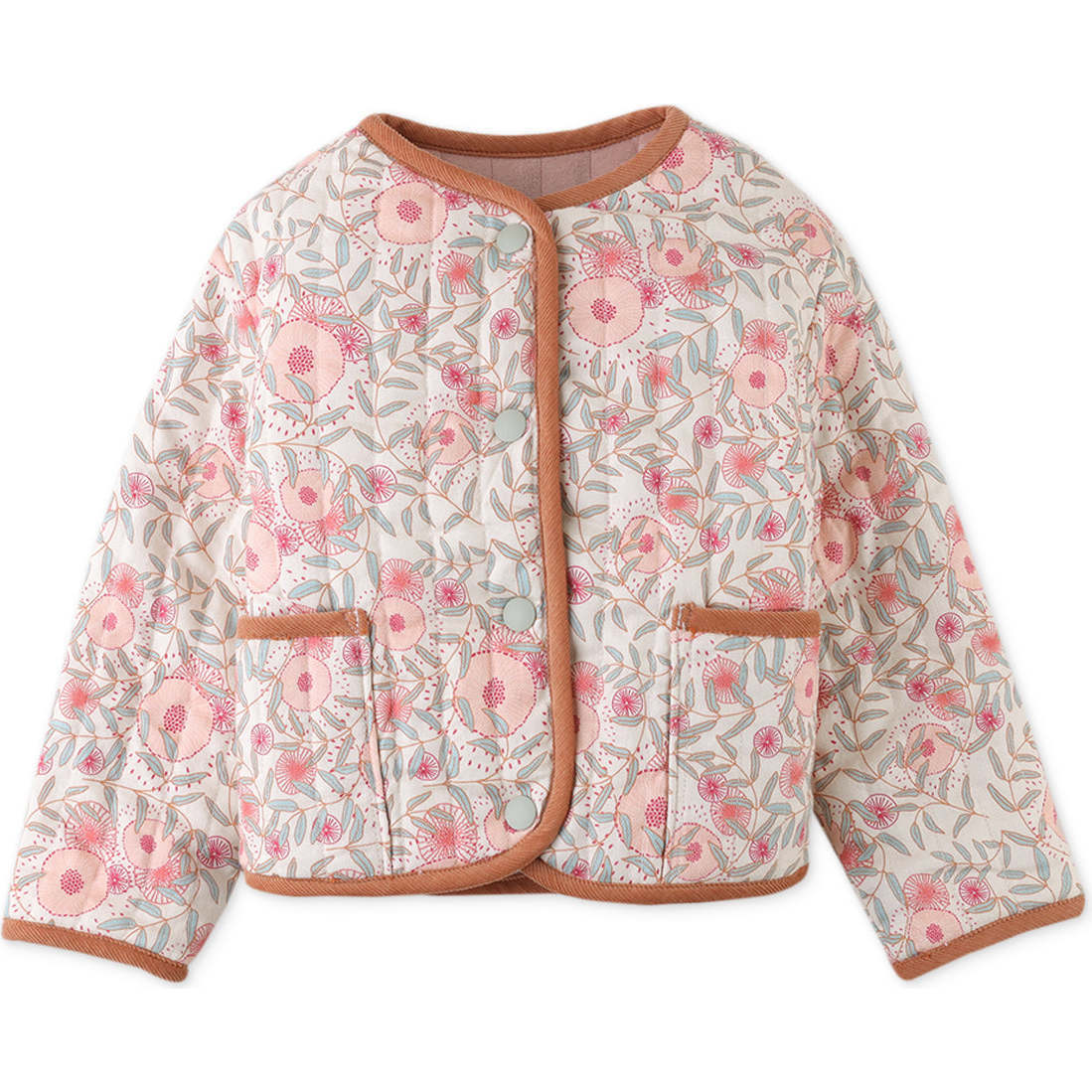 Baby Girls Reversible Floral Print Jacket, Pink - Jackets - 1
