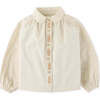 Baby Girls Relaxed Blouse With Contrast Embroidery And Smocking, Cream - Blouses - 1 - thumbnail