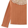 Baby Girls Rib Tee With Embroidered Scallop Collar, Tan - Blouses - 4