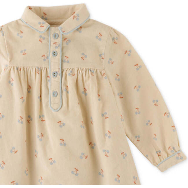 Baby Girls Printed Fine Wale Cord Dress With Collar, Beige - Dresses - 3