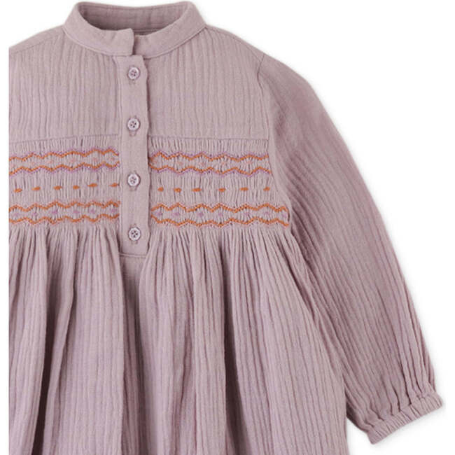 Baby Girls Prairie Dress With Decorative Smocking, Purple - Dresses - 3