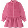 Girls Smocked Dress With Electric Pleated Skirt Detail, Pink - Dresses - 1 - thumbnail