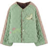 Girls Reversible Button Down Jacket With Embro Details, Pink - Jackets - 1 - thumbnail