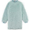 Girls Sweater Dress With Ribbing Combi, Blue - Dresses - 1 - thumbnail