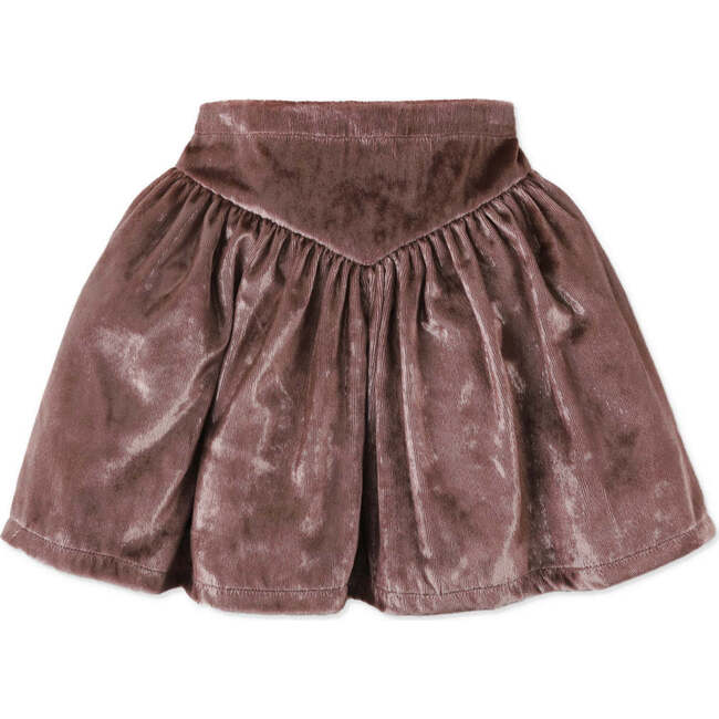 Girls Lurex Velvet Pull On Skirt With Yoke, Metallic - Skirts - 1