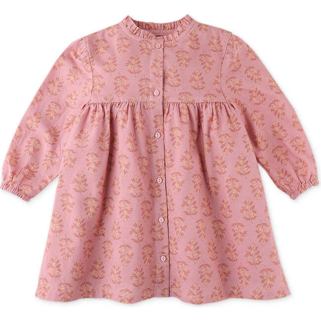 Baby Girls Floral Print Empire Cut Dress, Pink - Dresses - 1