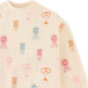 Girls Printed Fleece Pullover With Ribbing Combi, Beige - Sweaters - 3