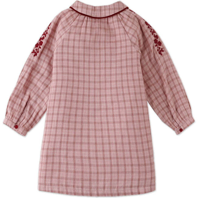 Baby Girls Checkered Dress With Embroidery Details, Red - Dresses - 2