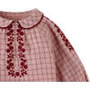 Baby Girls Checkered Dress With Embroidery Details, Red - Dresses - 3