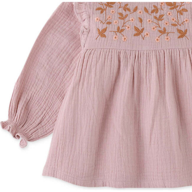 Baby Girls Blouse With Ruffles & Embroidery Details, Purple - Blouses - 4